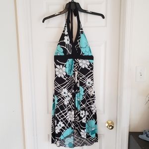 Candie's Halter Summer Dress - Teal & Black